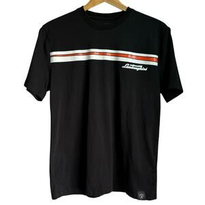 Automobili Lamborghini Stripe Logo Graphic Tee Black L